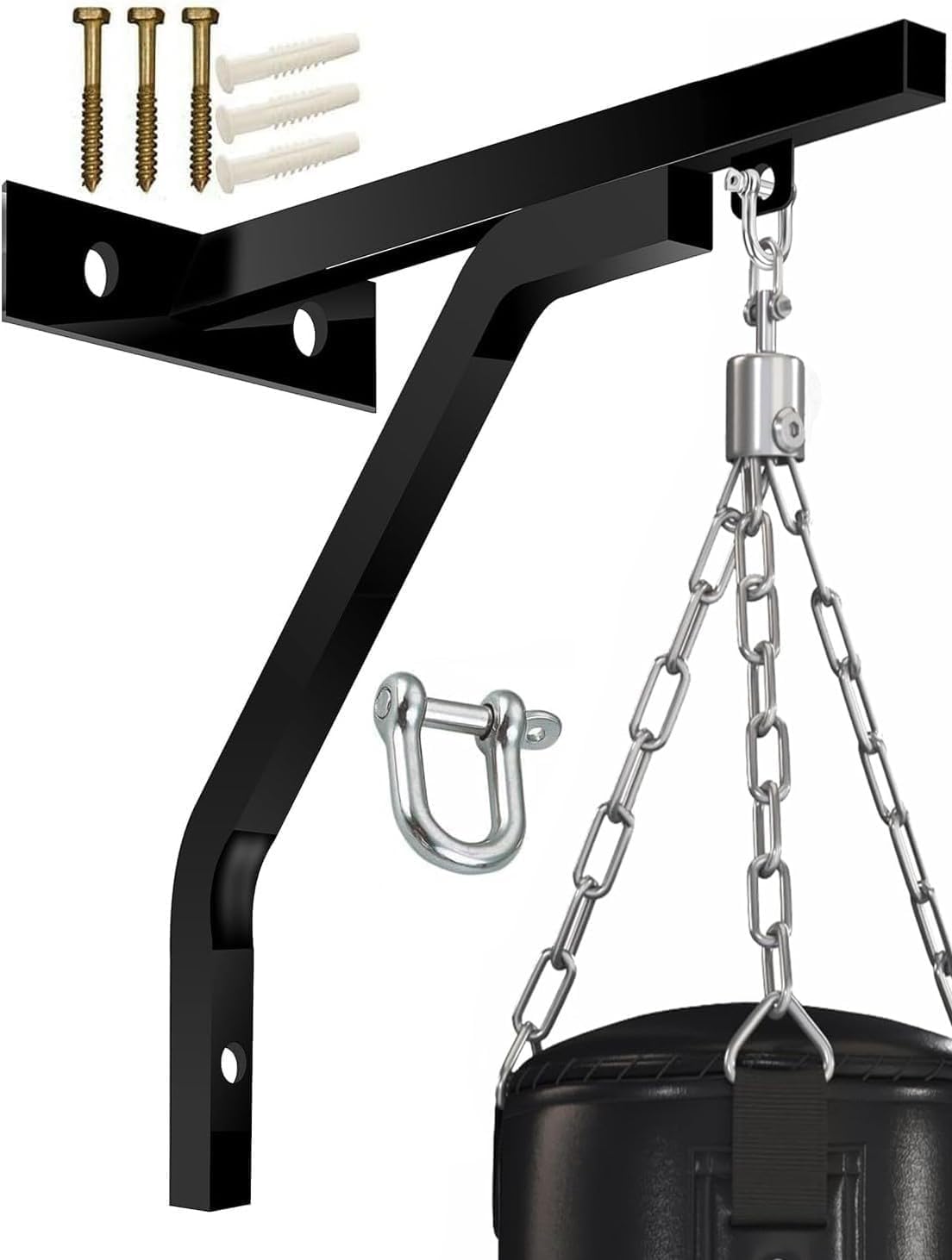 SOO Heavy Bag Stand, Heavy Bag Mount Wall, Heavy Duty Punching Bag Hanger Bracket for Boxing, MMA Home Garage Workout Gym Cardio Fitness, Black, 18 Inch