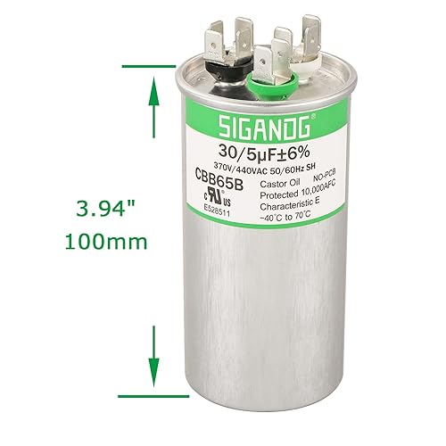 Miniatura 3 de SIGANDG 30+5 MFD 305 uF 370 o 440 voltios CBB65B Condensador para funcionamiento del motor de CA, condensador recto frío, bomba de calor, aire