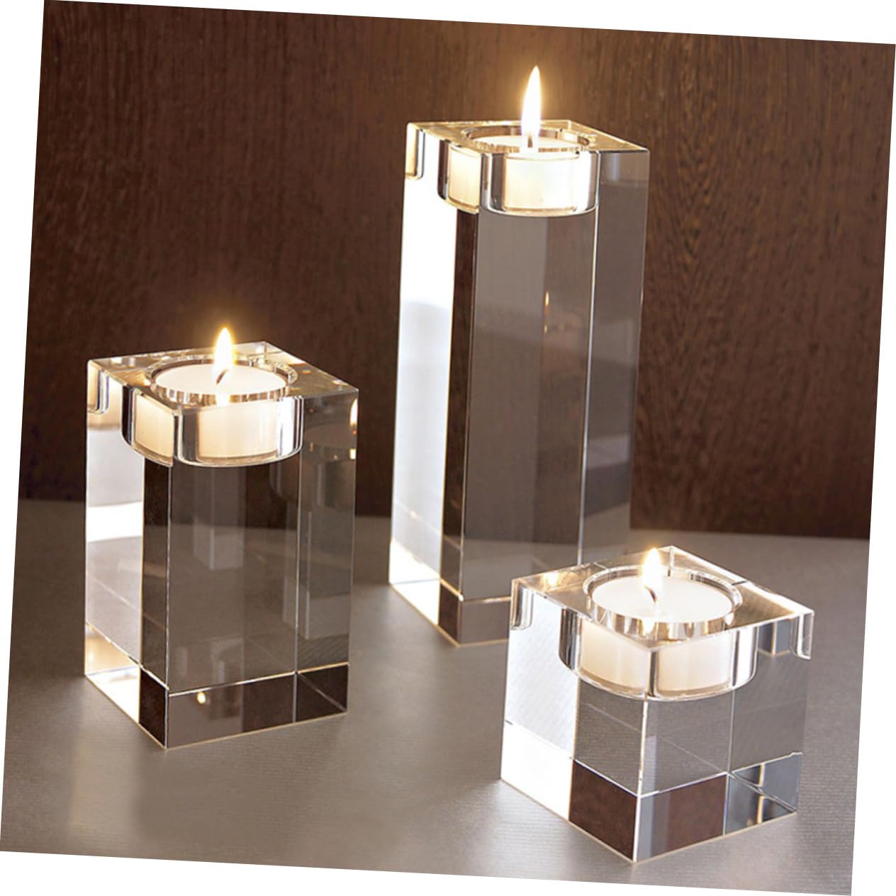 Kristall Kerzenständerwürfel 3 Stück-Pack für Elegante Tischdeko | Glitzernd und Transparent, Edler Stil, für Heiratsantrag und Entschuldigung, Kompakt als Wohnobjekt