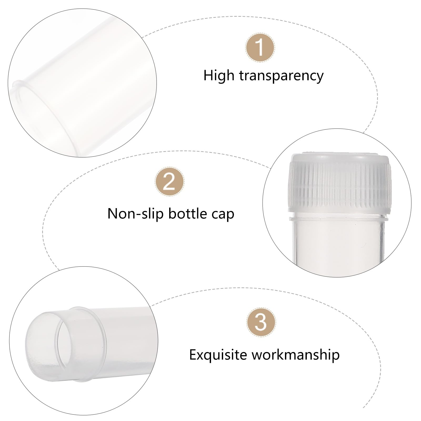 VILLCASE - Confezione da 100 flaconi da 5 ml, in plastica trasparente, con coperchio, contenitore per provette per piccoli oggetti