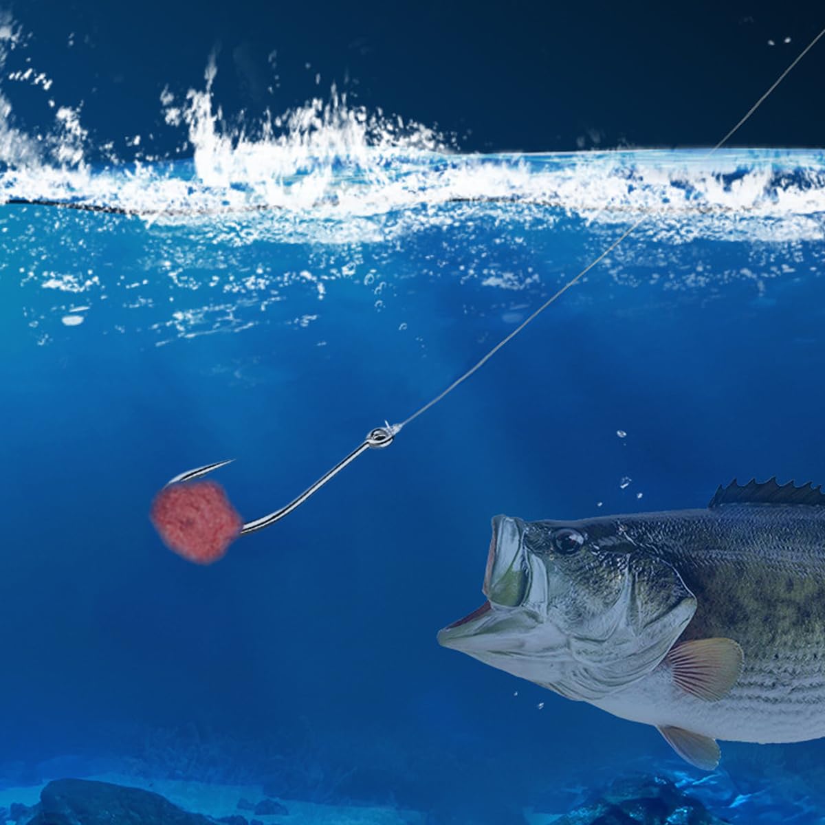 AMHDV Lot de 200 hameçons de pêche forgés à longue tige pour eau douce salée