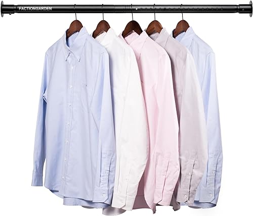 Barra de armario ajustable de 17 a 27 pulgadas para colgar ropa, barra de metal negro para colgar ropa