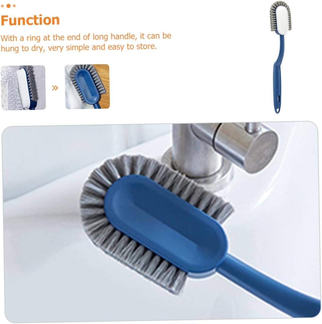 Long Handle Scrub Brush for Shoes Plastic Blue Cleaning Brush