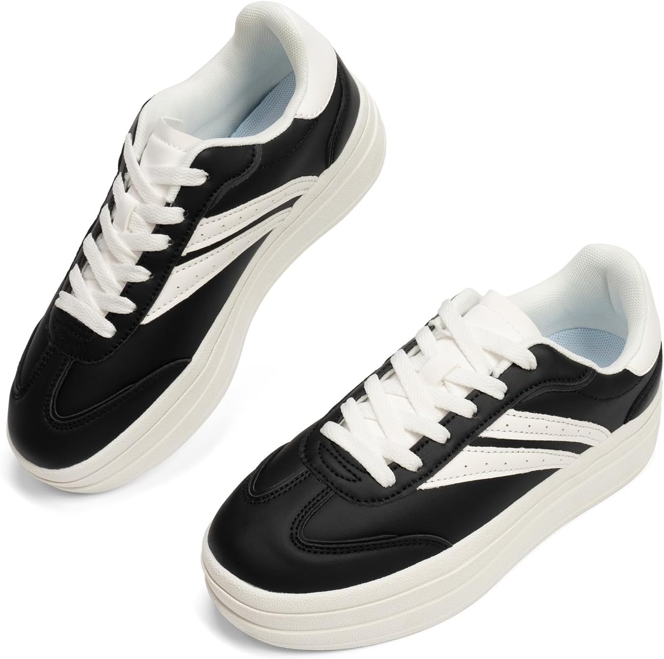 Women's Chunky Platform Sneakers - Casual Walking Shoes with 1.73-Inch Platform Sole, Comfortable Lace-Up Low-Top Fashion Sneakers for Women (Multiple Colors) - Image 3