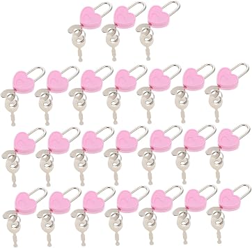 LABRIMP 24Pcs Heart Mini Metal Padlocks with Keys Small Locks for Diaries Luggage Jewelry Boxes and Stationery Cute and Functional Padlocks for Personal Security
