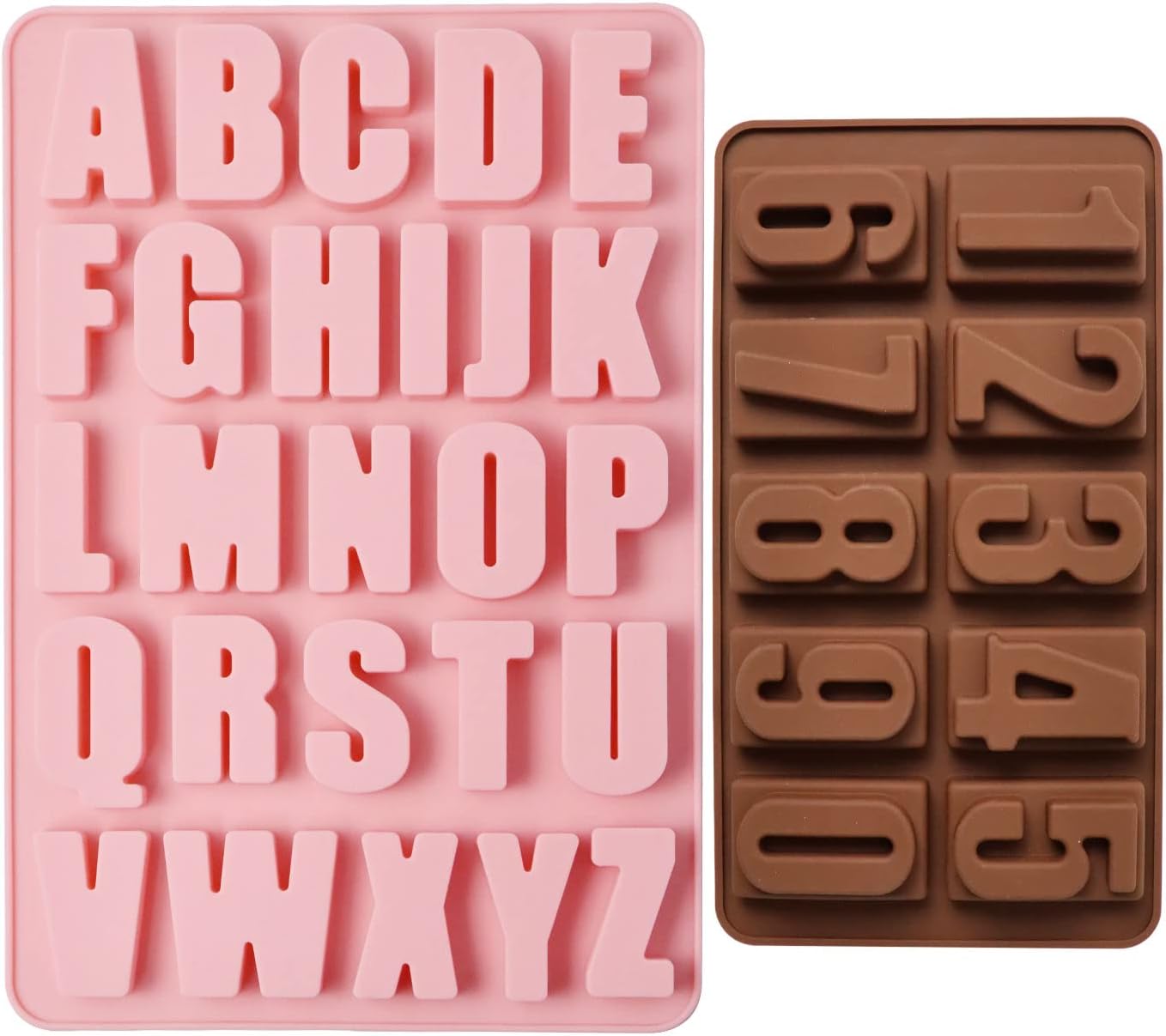 Wocuz 2 Pack Large Letter Silicone Mold Big Number Mold Alphabet Crayon Mold