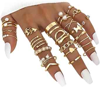 アクセサリー 925 vintage knuckle ring Amazon.com: 17IF 22P Golden Vintage Knuckle Ring Set for