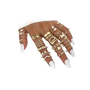 Amazon.com: 17IF 22P Golden Vintage Knuckle Ring Set for
