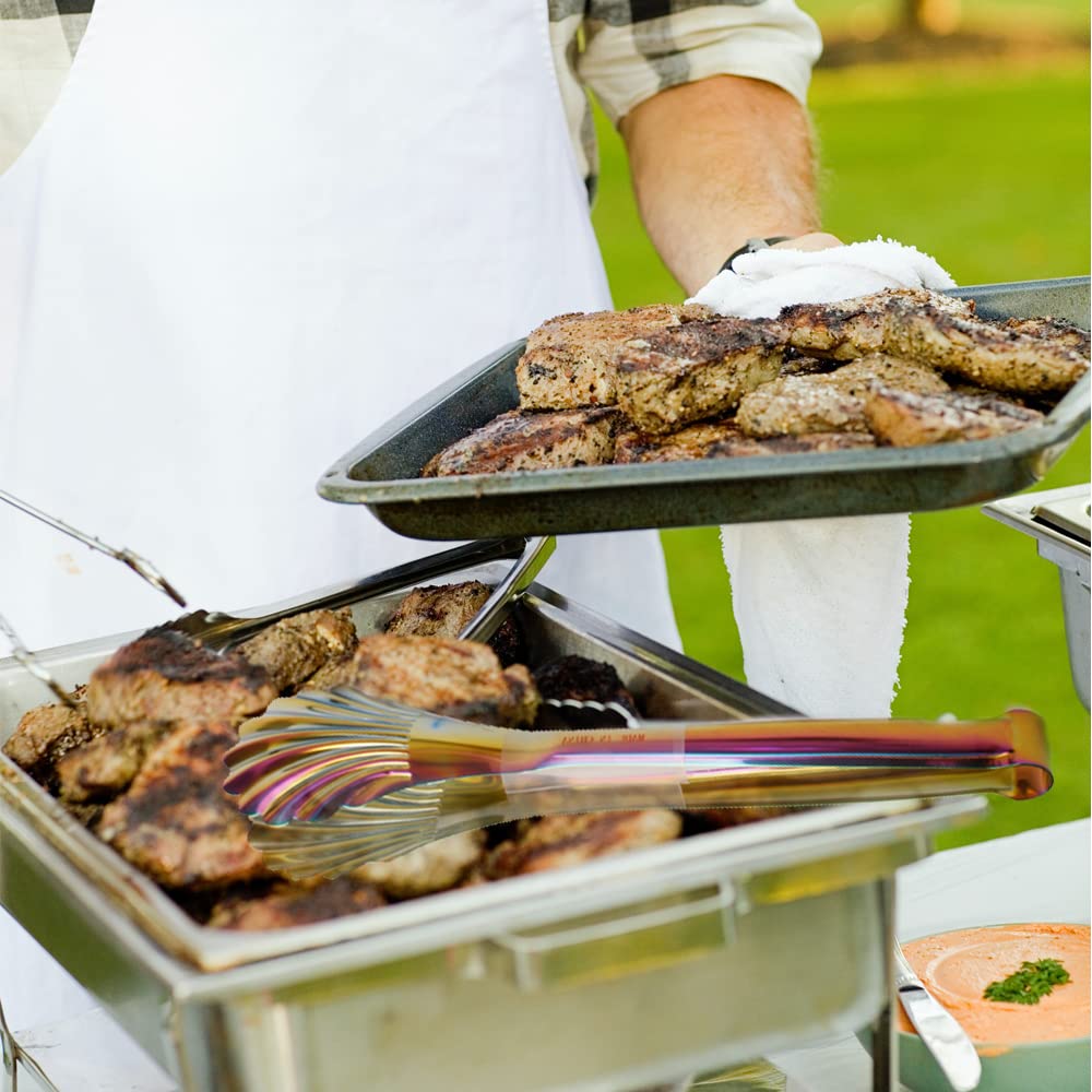 Rainbow Buffet - Pinzas para servir ensalada, 12 pulgadas Kirsite Catering Chef Food Ensalada Utensilios para servir barbacoa, juego de 2 (acero inoxidable) (2 pinzas arco iris)