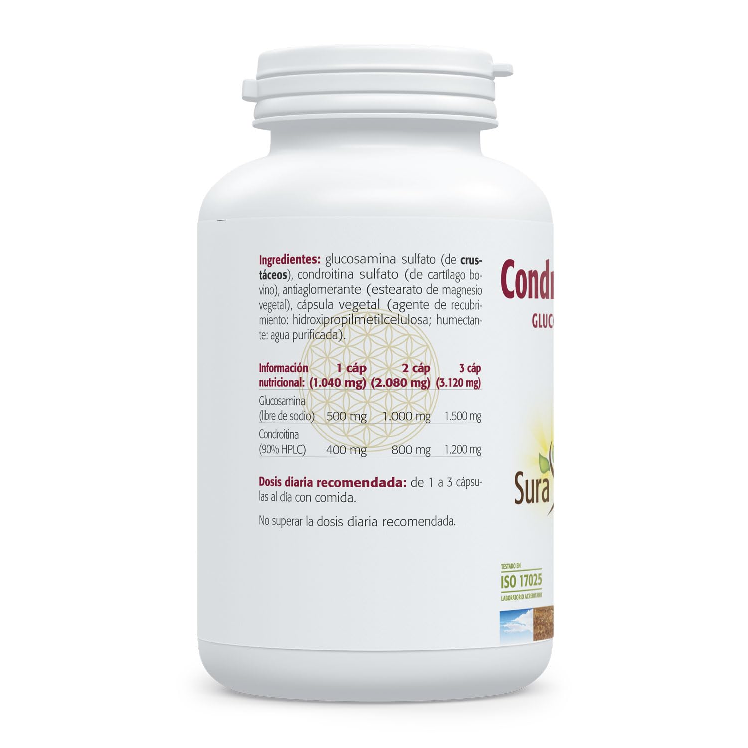 SURA VITASAN Condroitina & Glucosamina 60 Cápsulas – Apoyo Articular y Cuidado de los Cartílagos – Suplemento con Glucosamina 500mg Libre de Sodio y Condroitina 400 mg de Alta Pureza