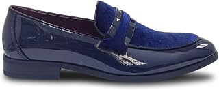Men's Loafers Slip On Vegan Leather Velvet Detailed Patent Formal Shoe