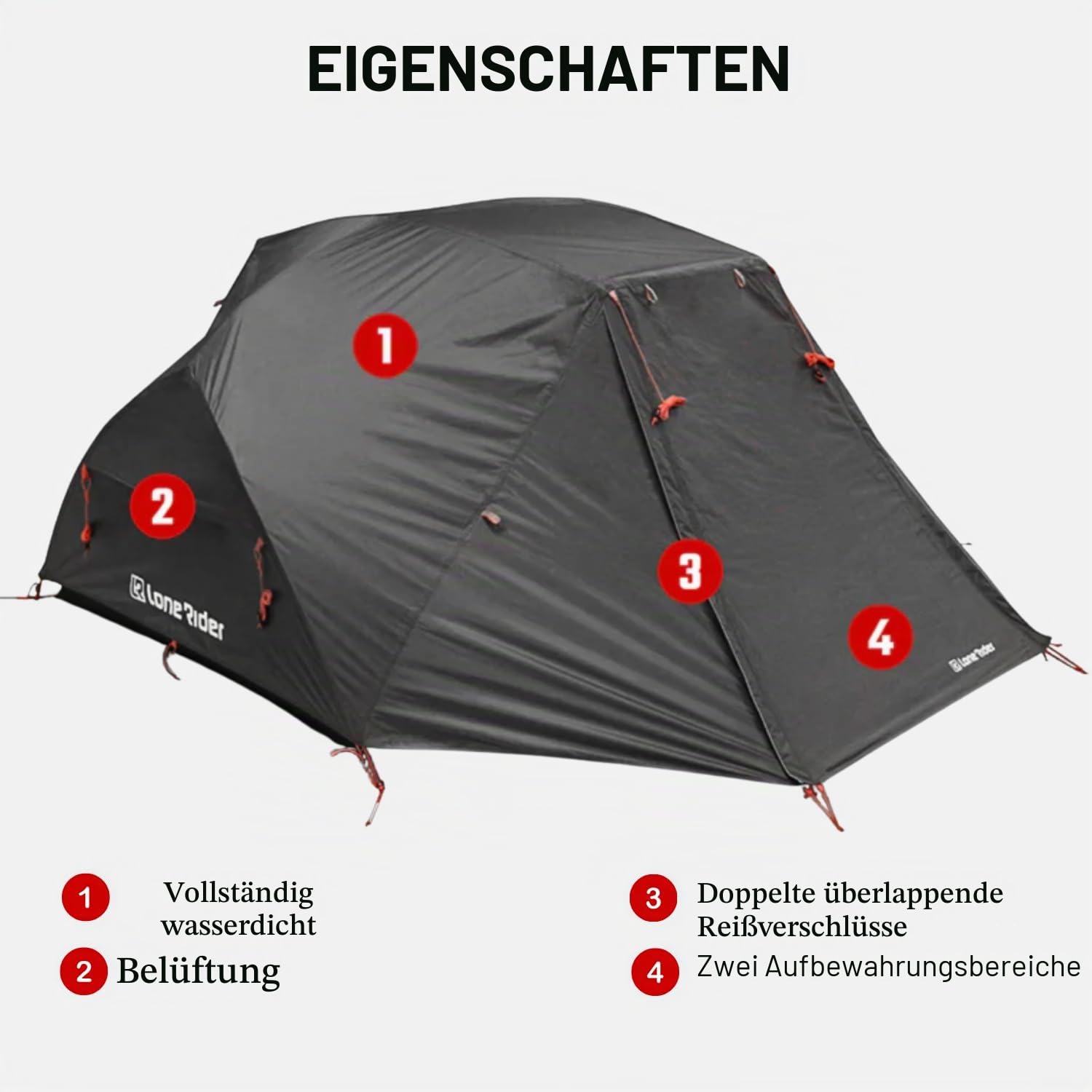 Lone Rider ADVTent - Wasserdichtes Motorrad Camping Zelt 2 Personen