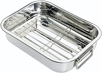 KitchenCraft Small Stainless Steel Roasting Tin with Rack, 27 x 2 cm (1.5" x 8")