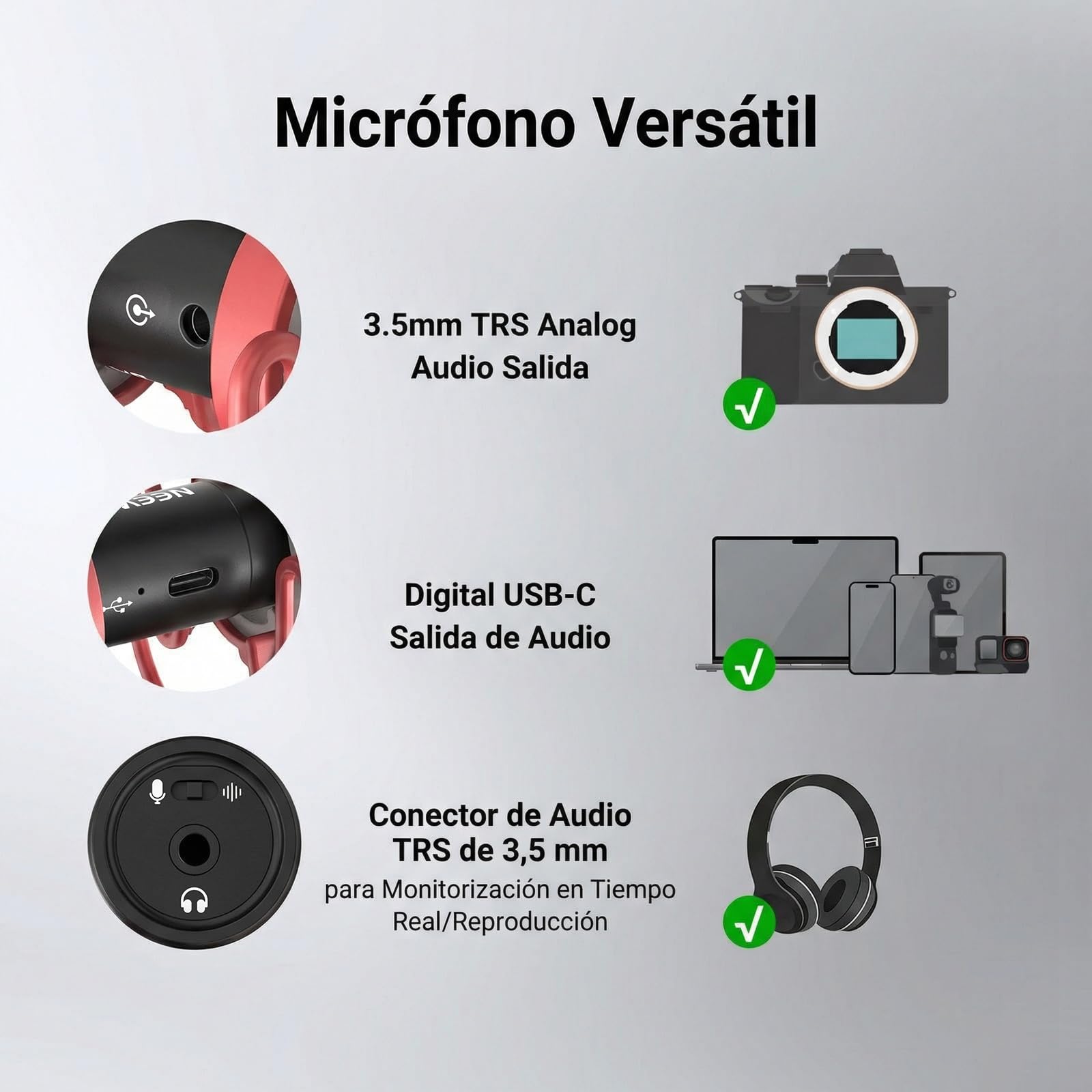 NEEWER VM15 AI Cancelación Ruido Mini Micrófono Supercardioide con App Ajustes Audio EQ,48kHz/24bits 3.5mm Analog Digital USB-C,Compatible con iPhone Android Ordenadores Cámaras,EQ Solo para Android