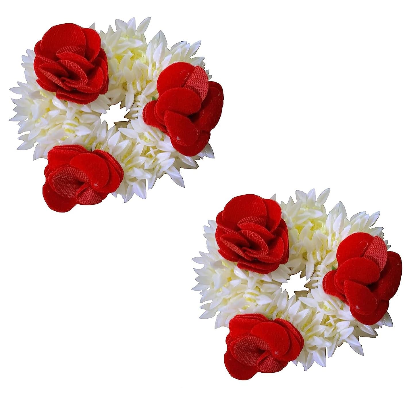 SUNRING Artificial Mogra Rabber and Red Rose Band Flower Gajra Hair Accessories Hair Gajra Juda Accessories Hand Rabber Band (B0D7SLZVWW) Amazon Price History, Amazon Price Tracker