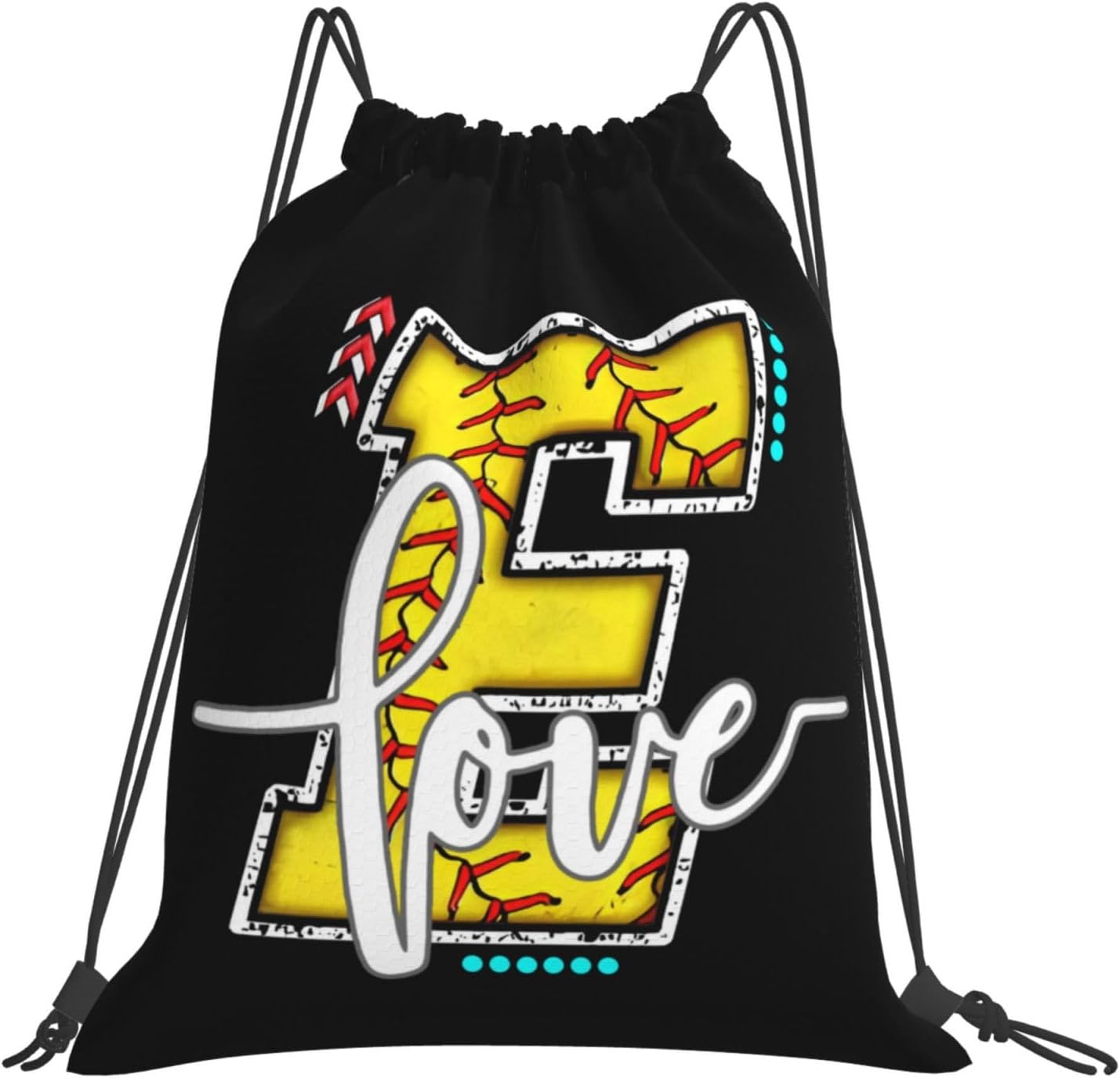 Initials Drawstring Backpack Black Cinch Bags Foldable Sports Gym Sackpack For Men Women (Softball Letter E)