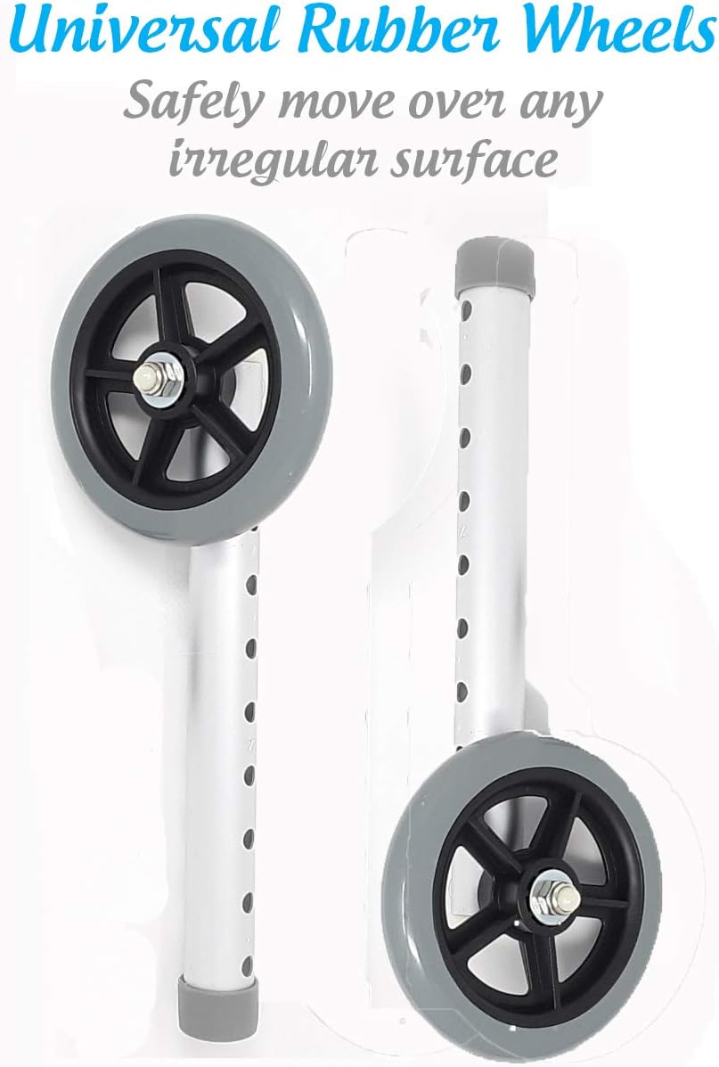 Deluxe Universal Walker Wheel Kit: 5 Inch Sport Wheels and Free Flexfit Ski Glides ($10 Value) : Health & Household