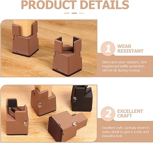 Miniatura 4 de 4 elevadores de silla ajustables con abrazadera de tornillo resistentes para sofá, mesas, muebles de cama, elevadores de silla, patas de armario,