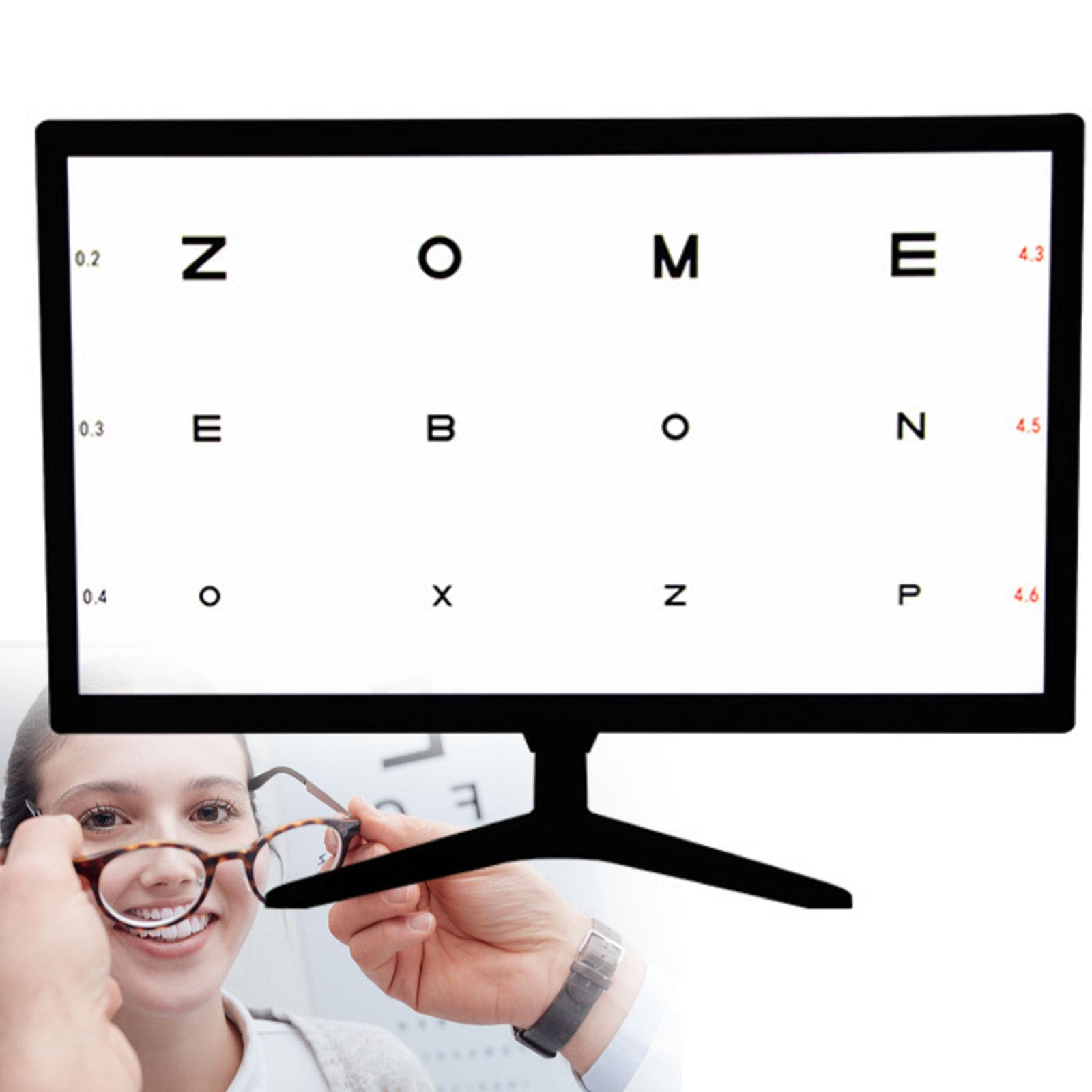 Elektroniczne optyczne tablice do badania wzroku LCD, 21,5-calowy cyfrowy wykres ostrości wzroku z ponad 300 celami wizualnymi i 5 metodami wyświetlania, projektor testera optometrii z pilotem