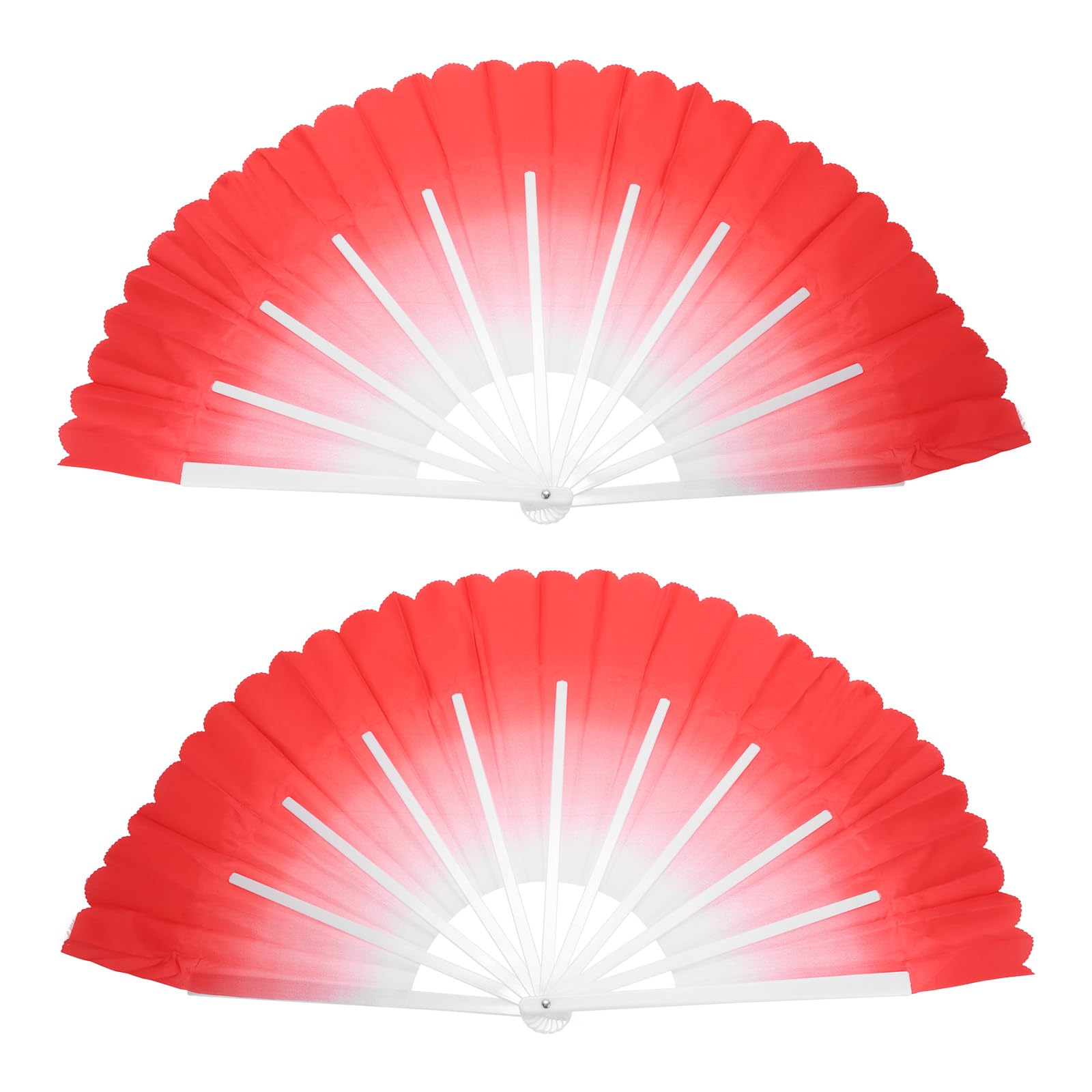 PATIKIL Folding Hand Silk Fan 17", 1 Pair Left Right Plastic Chinese Fan Dance Performance Sport, Red, 82cm/32inch