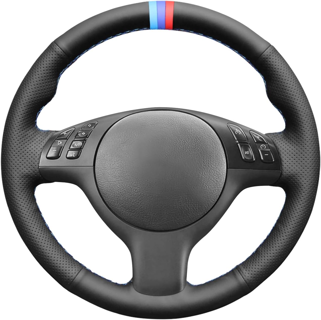 MEWANT Leather Steering Wheel Cover for BMW 3 Series E46 E46/5 Series 2004-2005/5 Series E39 2002-2003 / M3 2001-2006 / M5 2000-2003