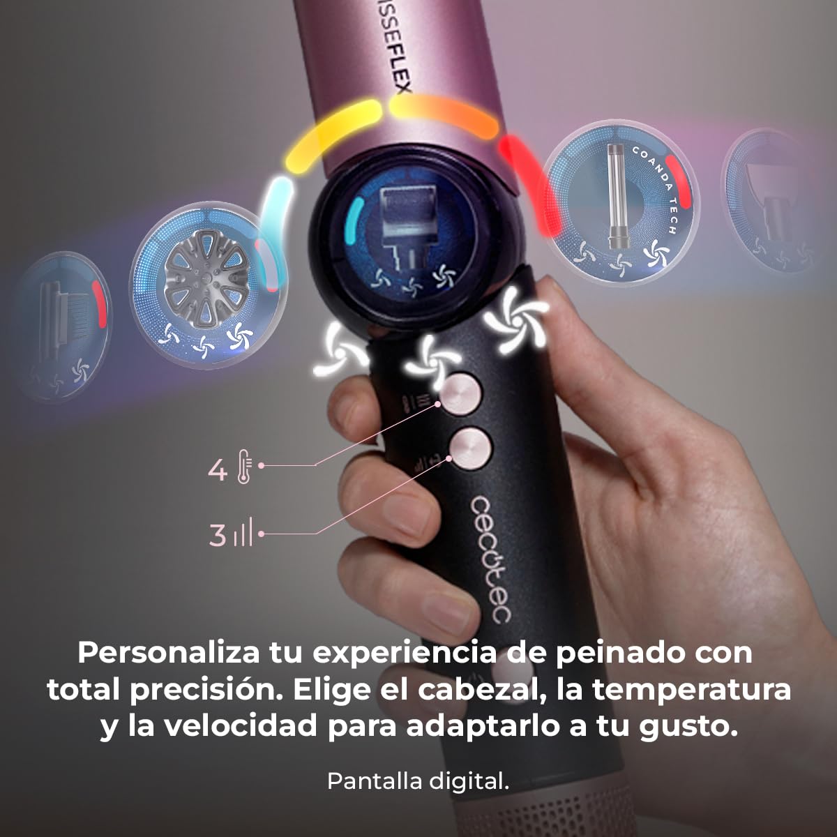 Cecotec AirGlisse 14in1 Flex Cepillo de Aire Moldeador Multifunción 1400W 110000RPM Motor Brushless