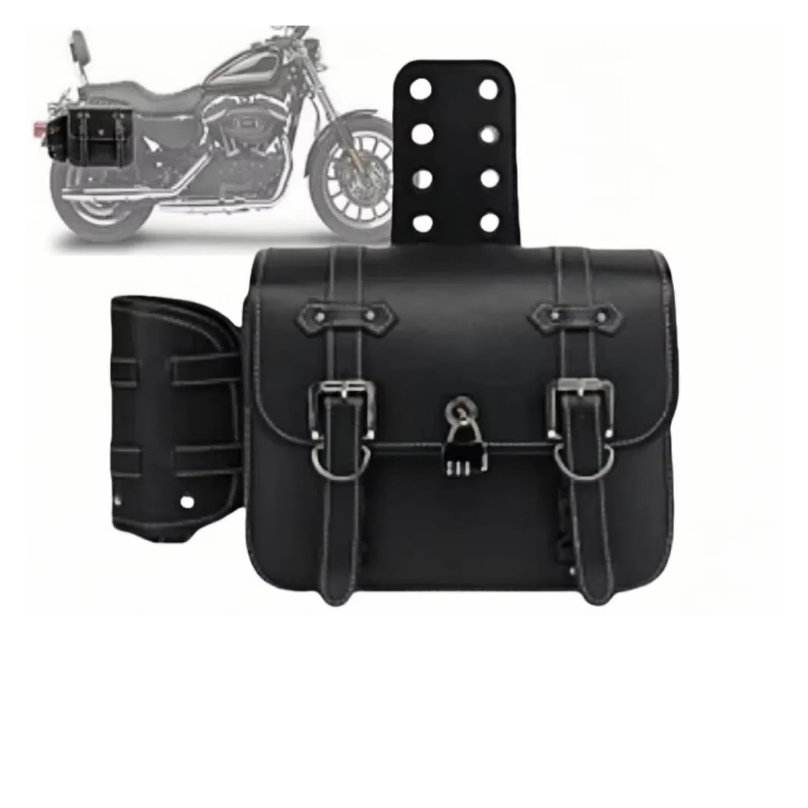 Borsa Da Sella Impermeabile Universale 1 Pezzo Laterale In PU Per Grande Capacità Attrezzi Design Fresco Motociclette Sacche Moto(Black)