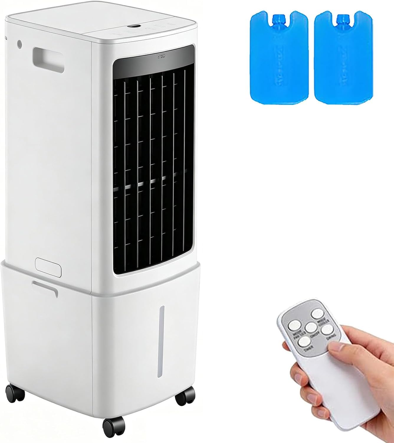 ZHENCHAO 4-in-1 Swamp Cooler, 2100 CFM Evaporative Air Cooler with Remote, 10.5 Gal Tank, 3 Speeds, 2 Ice Packs, 7.5H Timer, Oscillation, Portable Cooling Fan for Indoor Outdoor