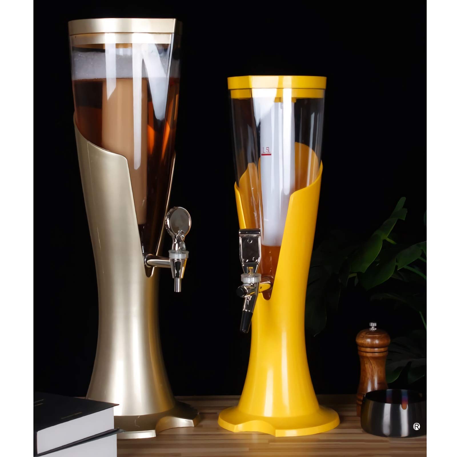 Dozownik do napojów piwnych, 1,5 l, 3 l, z kolorowymi światłami i zdejmowaną rurką na lód, przezroczysty dozownik napojów, soku, wina, dozownik piwa do domu, 3 l