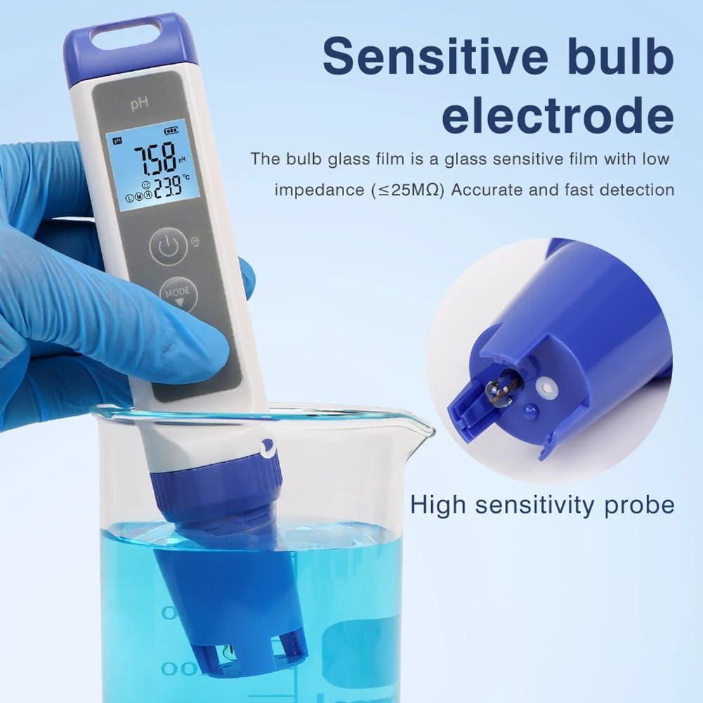 Medidor Digital de PH, ORP y Temperatura Bolígrafo de Prueba de PH. Monitor Digital de Calidad del Agua para Acuarios de Acuicultura.