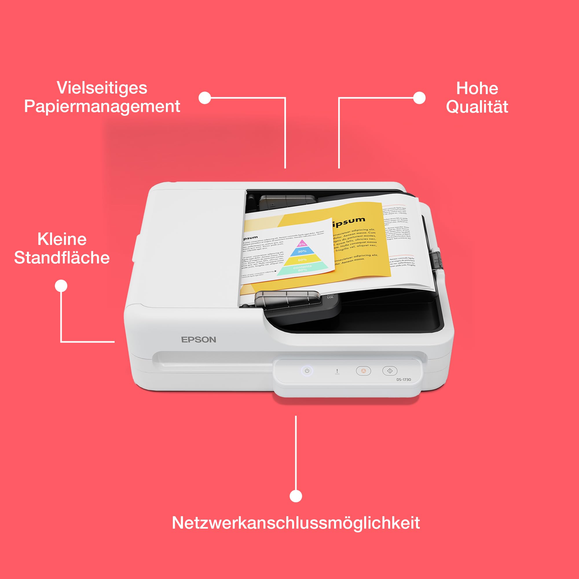 Epson Workforce DS-1730 DIN A4-Dokumentenscanner, ADF 60 Seiten