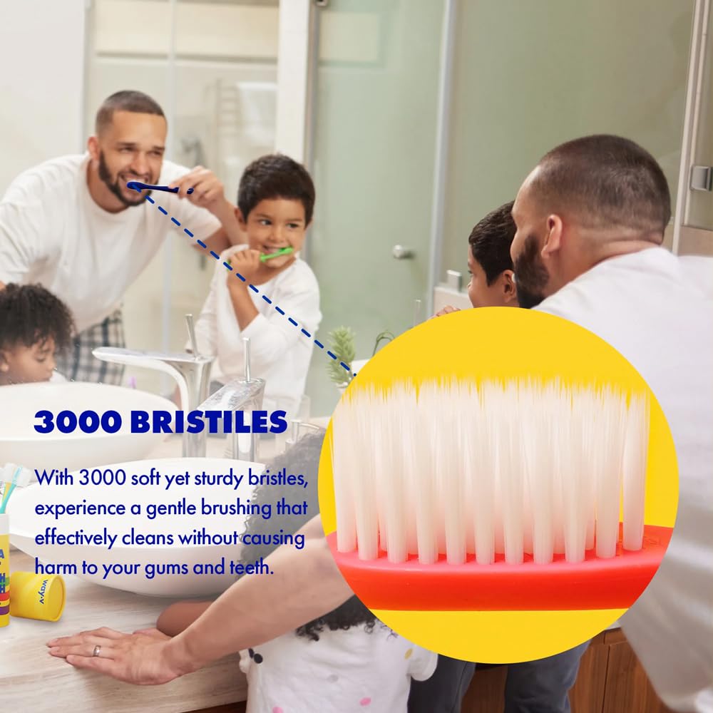Way.V - Cepillo de dientes extra suave, paquete de 7 unidades para encías y dientes sensibles, 3000 cepillos de cerdas ultra suaves con cubiertas higiénicas para la cabeza, recomendado por dentistas