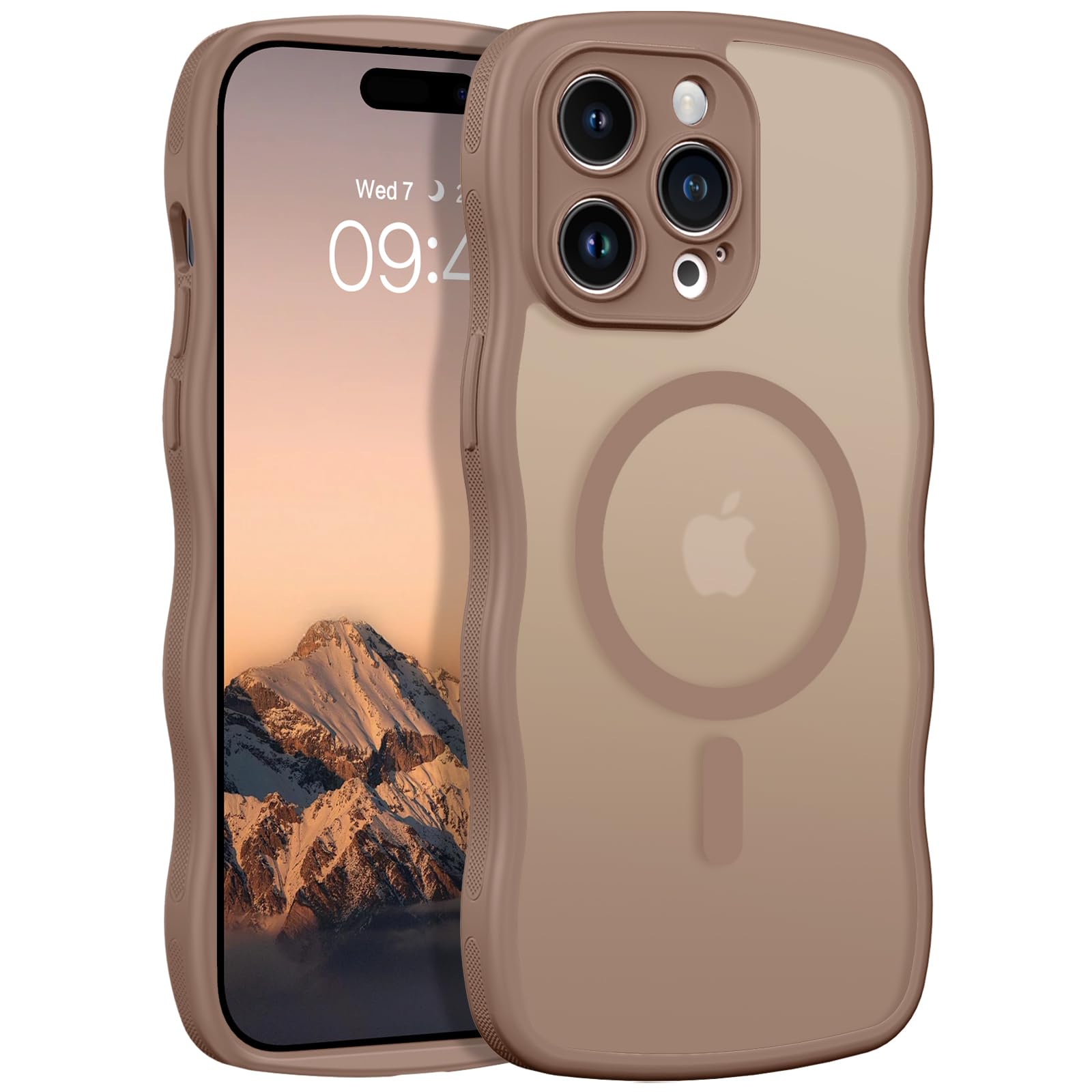 BENTOBEN for iPhone 14 Pro Max Case [Compatible with Magsafe] Translucent Matte Cute Curly Wave Frame Magnetic Shockproof Women Girls Men Case for