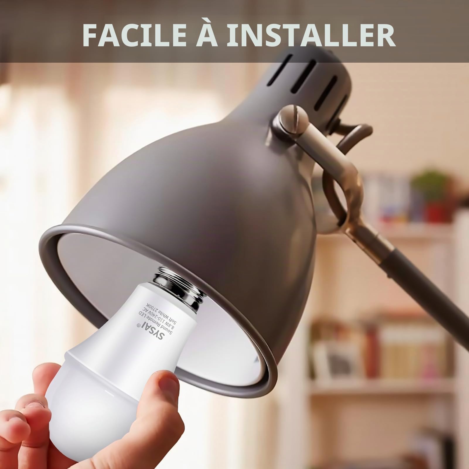 Ampoule de contrôle de la lumière à 3 claps pour lampe de table de chambre à coucher, solution marche/arrêt activée par le son, détection de claquement, maison intelligente, vu à la télévision, blanc