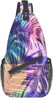 Hawaii Hawaiian Sling Bag,Multipurpose Crossbody Backpack Shoulder Chest Bag for Women Men Travel Hiking Daypack