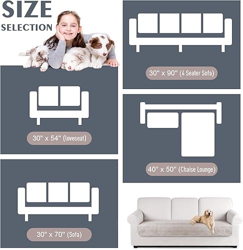 Miniatura 6 de TAOCOCO Funda de cojín de sofá 100% impermeable, reversible, para perros, mascotas, funda de sofá para sofá seccional en forma de U, protector de