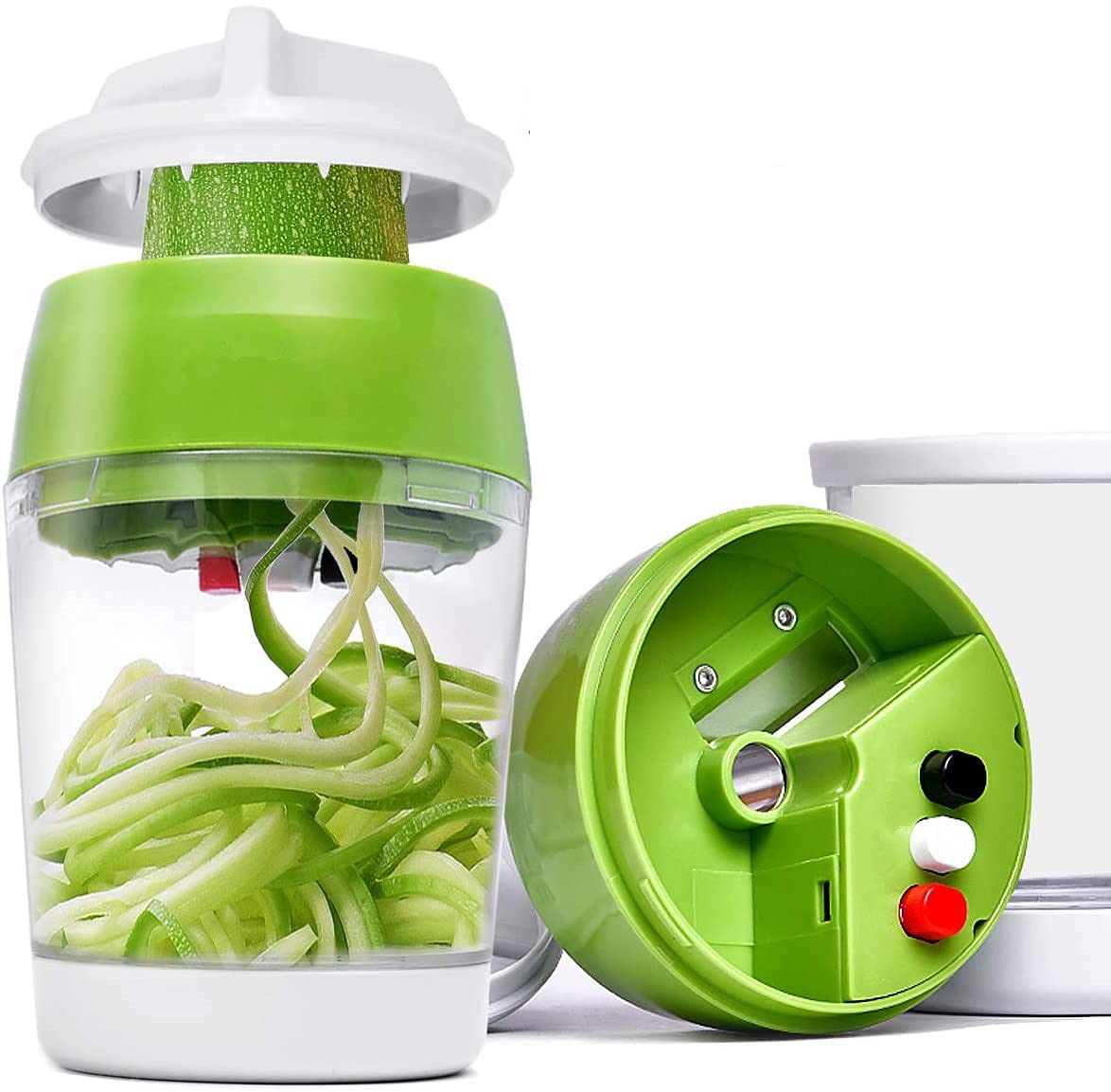 PALVOX - Handheld Spiralizer Vegetable Slicer 5 in 1 Spiralizer Grater Slicer for Vegetables, Spaghetti, Fruit, Thick and Thin Pasta Spirals, Easy to Clean Best for Low Carb/Paleo/Gluten-Free Meals