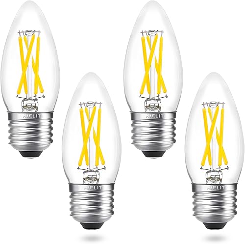 E26 - Bombilla LED para candelabro (equivalente a 40 W, intensidad regulable, 5000 K, 4 W, filamento transparente, B11, 4 unidades)