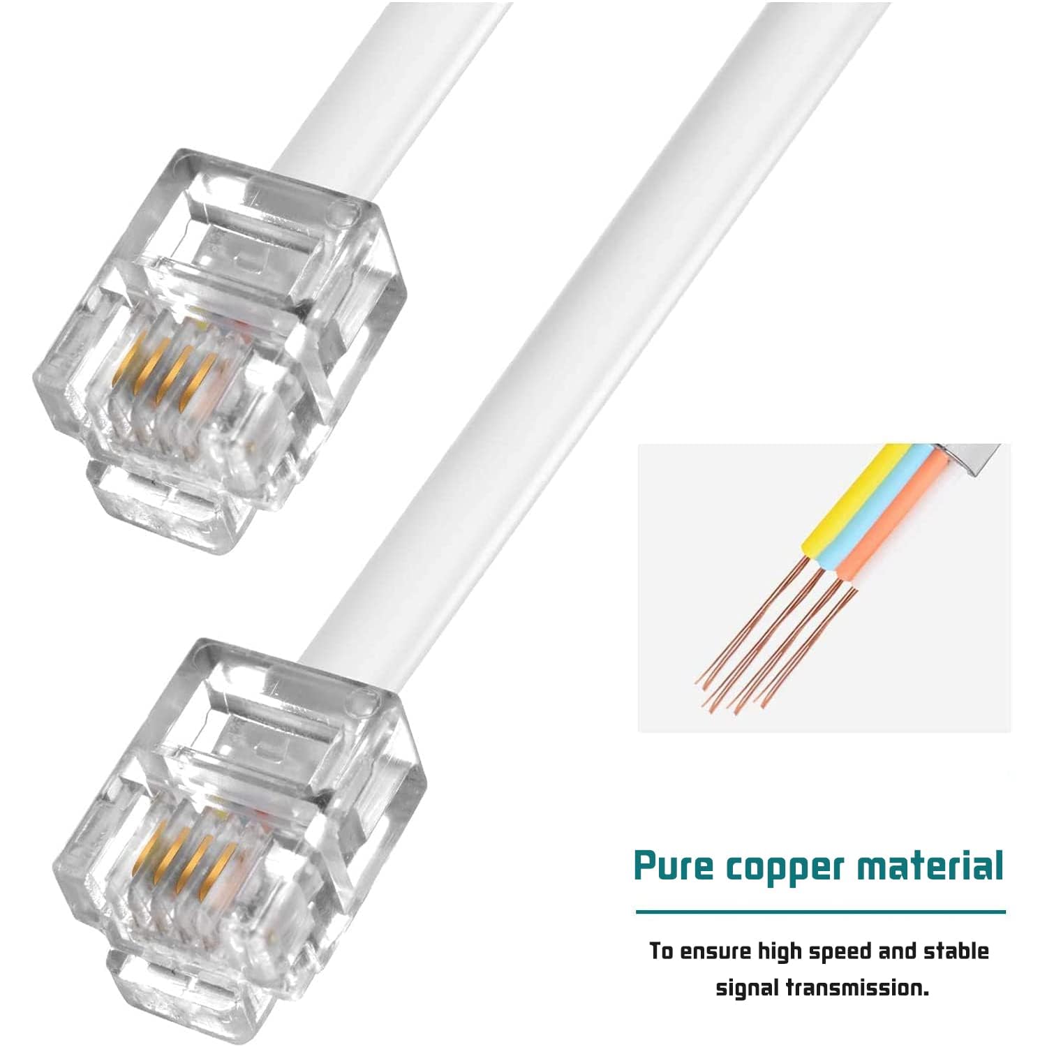 Phone Cord , Landline Telephone Cable With RJ11 Plug, Includes Telephone Inline Coupler RJ11 Splitter,White5m - View #7