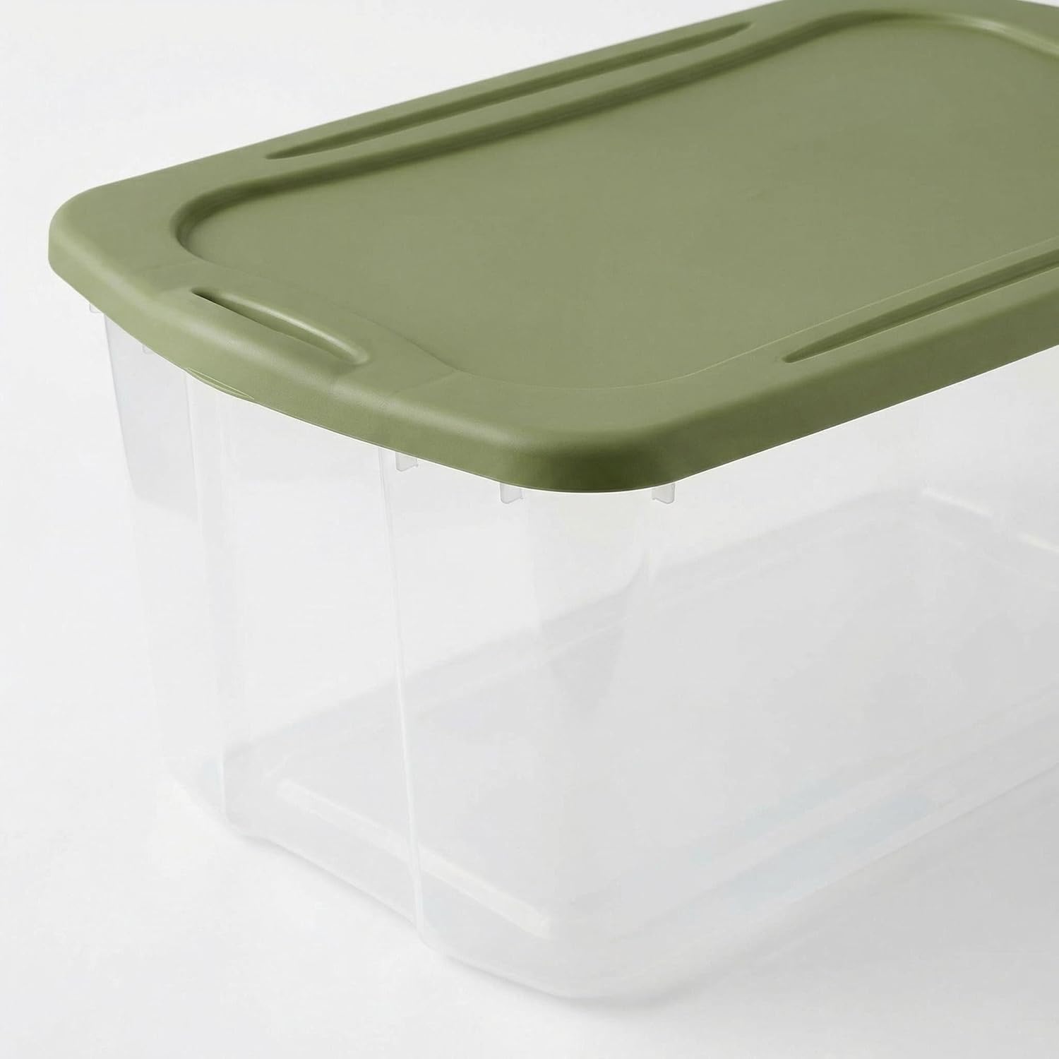 120 Quart (30 Gallon) Clear Plastic Storage Bin, Heavy Duty Stackable Organizer with Recessed Lid & Full Grip Handles, Large Capacity Storage Tote for Closet Bedroom Garage Basement, Green (2)