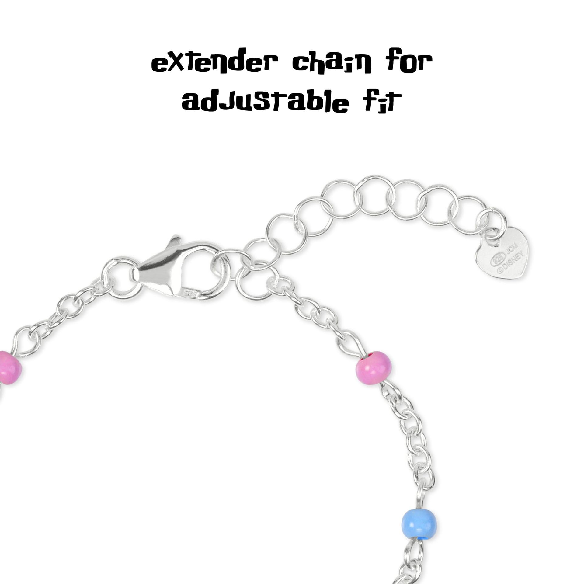 Bracciale in argento Sterling 925 con motivo a punto rosa e blu, taglia unica, in argento Sterling, non è una pietra preziosa