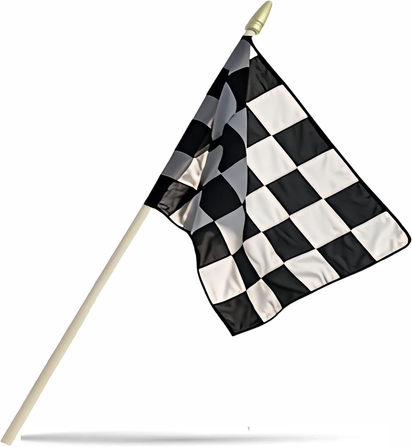 NJ & NJBW 12 Pack Small Mini Black and White Checkered Flag on Wooden Stick - 12 x 18inch Racing Miniature Portable Handheld Pole Race Car Flags Decorations