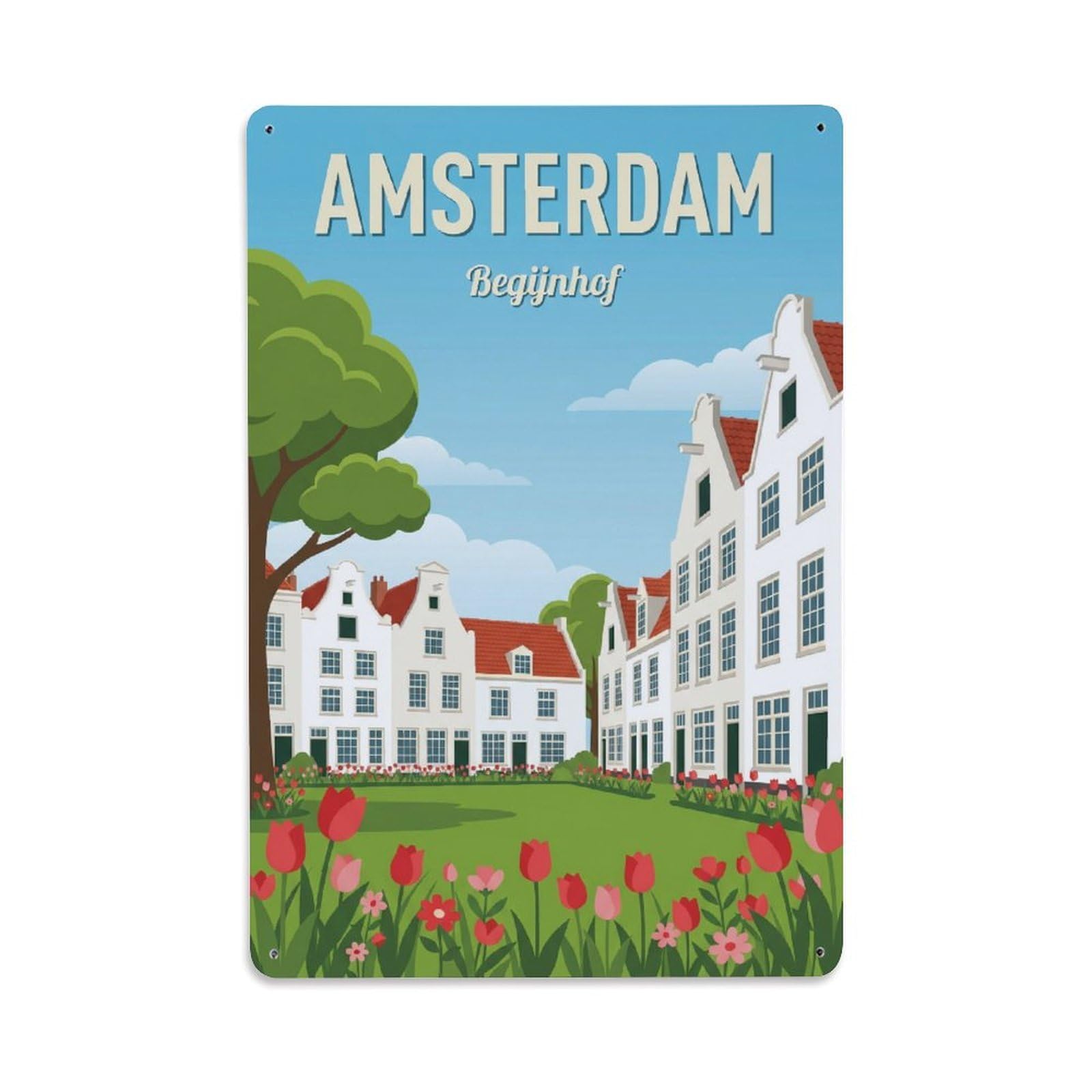 Este 8X12inch Style Vintage Travel Amsterdam Netherlands Exceptional Metal Tin Sign