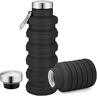 Vista 1 de Collapsible Water Bottles 17oz, Portable Leak-Proof Travel Water Bottle, Reusable BPA Free Silicone Foldable Water Bottle with Carabiner for Gym