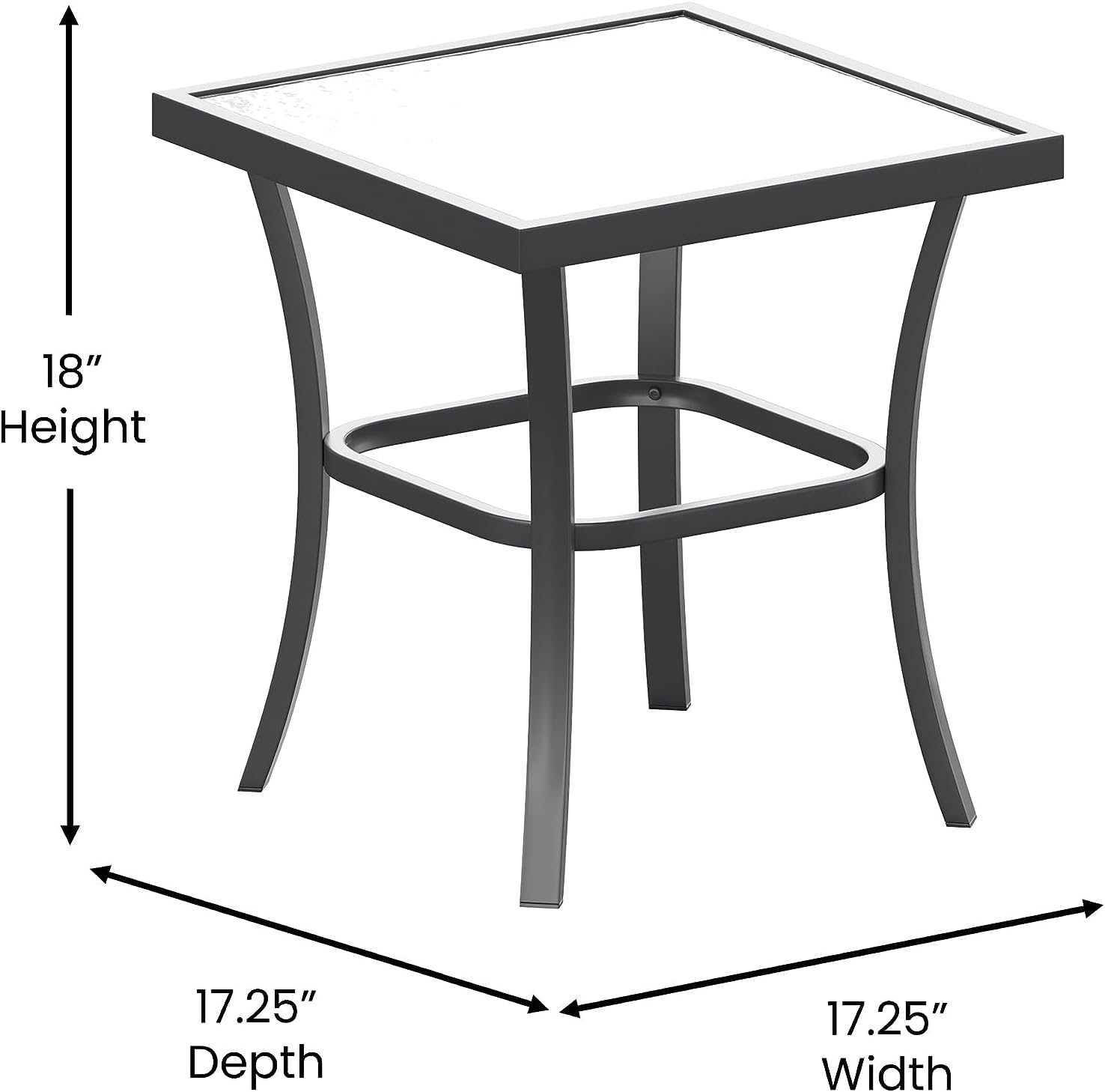 Flash Furniture Brazos 3 Piece Outdoor Rocking Chair Bistro Set with Flex Comfort Material and Metal Framed Glass Top Table, Black/Black