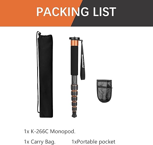 Miniatura 7 de Koolehaoda Monopod de fibra de carbono de 6 secciones portátil compacto ligero monopod Unipod Stick para cámaras Canon, Nikon y Sony sin espejo y