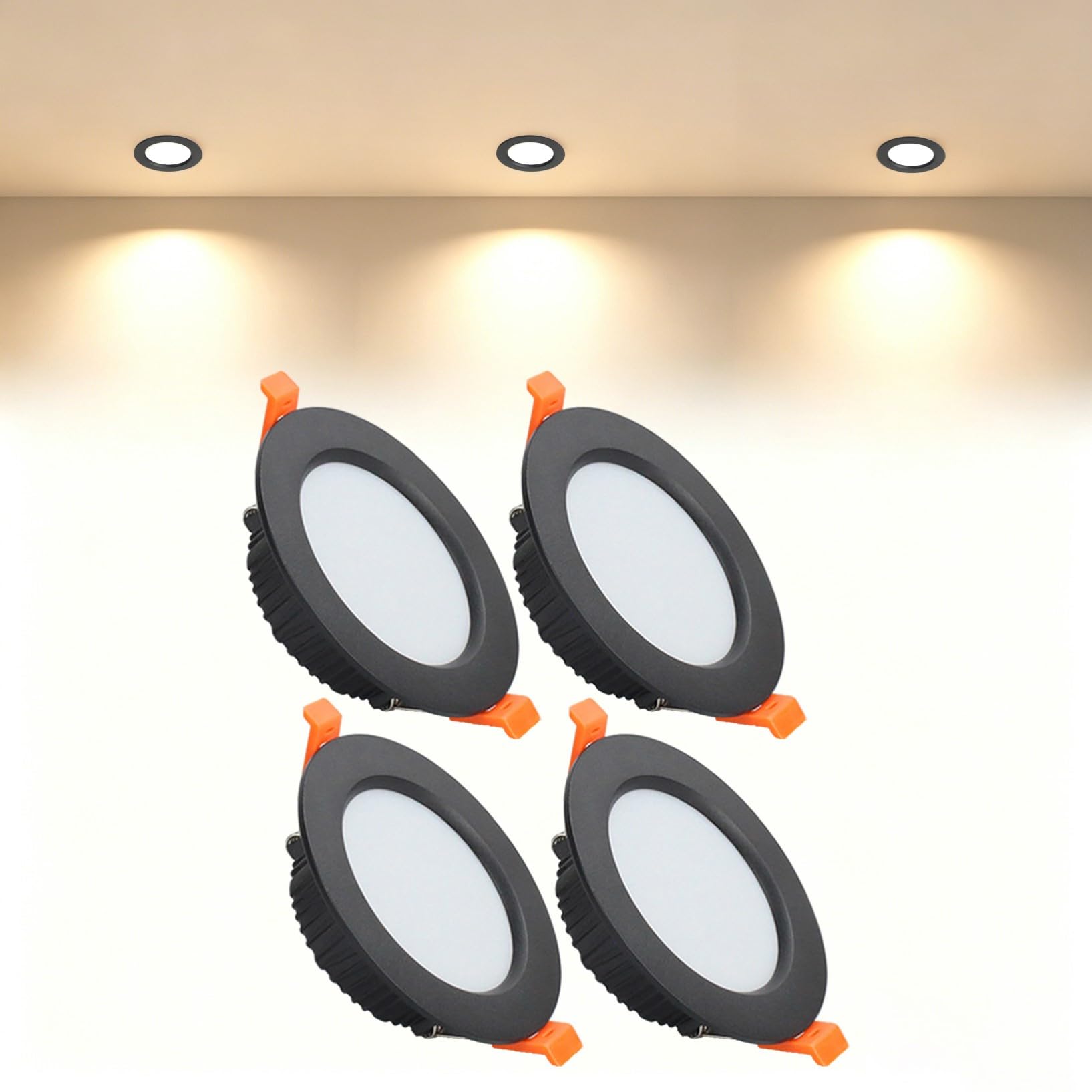 VOGHMOLD 5W Ultra Slim LED Downlight Recessed Ceiling Light 2.5 inch, 3000K Spot Lights Black Aluminum Trim, Cut Φ70-75mm, AC110-240V Panel Lighting for Office Hallway Closet, 4 Pack
