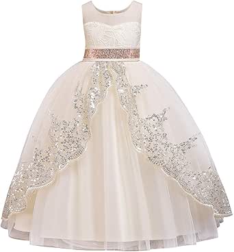 YiZYiF Vestito Biba Neonata Fiore Con Paillettes Nozze Festa Daigella - Foto 2