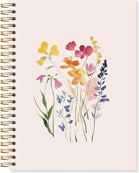 OSLYSOF Watercolor Floral Spiral Notebook, Rustic Flower Notebooks for Note Taking, Floral Aesthetic Journal for Women, Cottagecore Wildflower Journal 5.5x8.3 Inch with 164 Pages