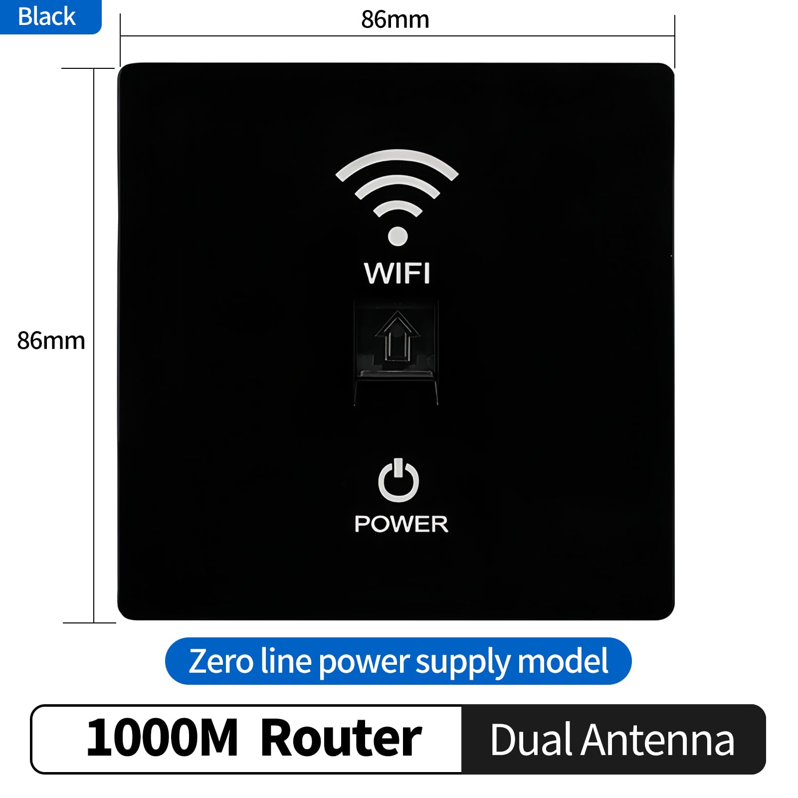 110V 220V Wall - Mounted Smart WiFi Router - 1000Mbps High - Speed AP with Relay Function (Black)